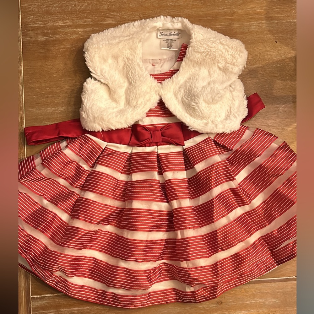 Jona Michelle Girls Party dress with fur vest